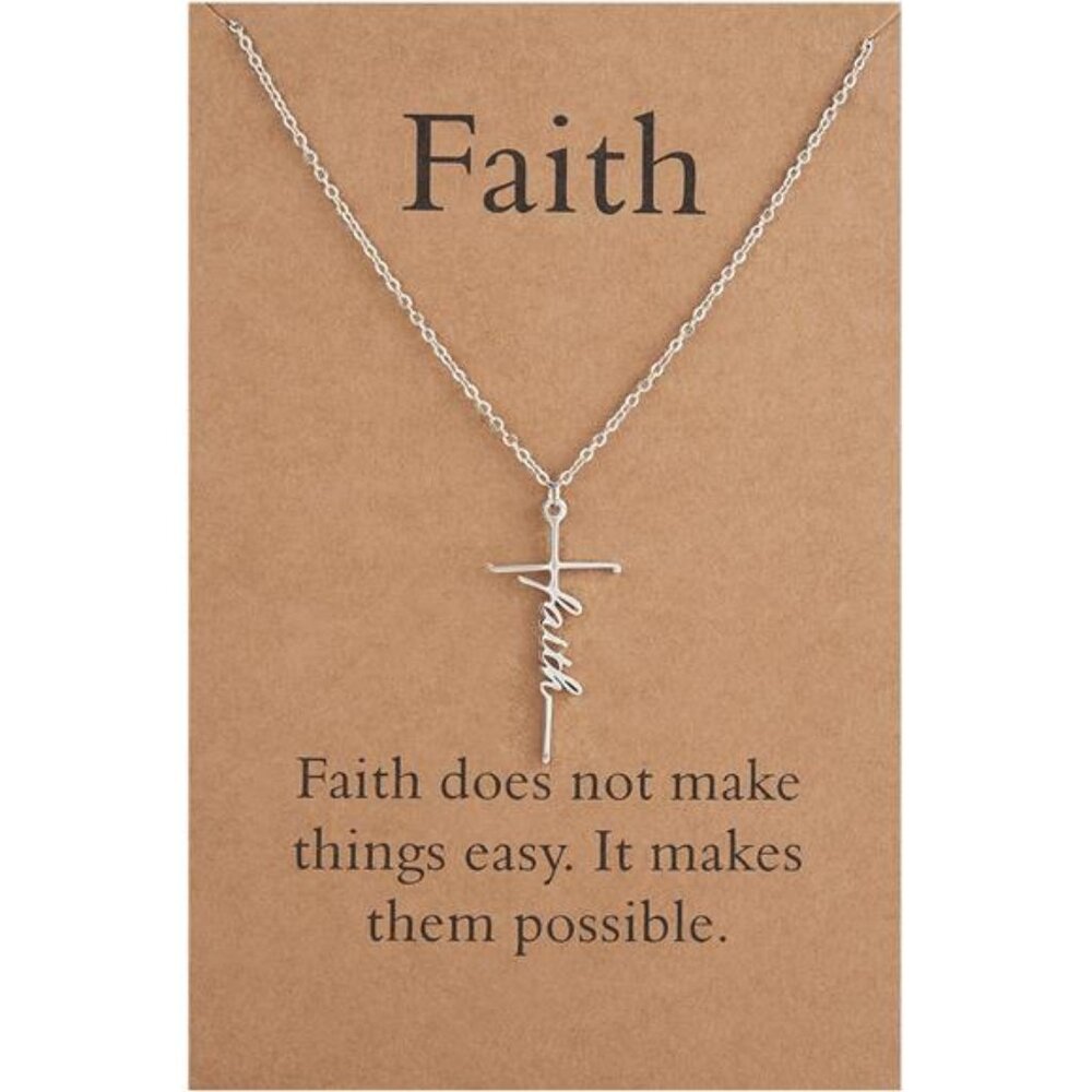 Faith Cross Pendant Necklace for Women Religious Christian Jewelry